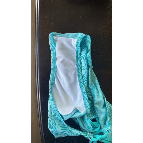 L.E.I. 2 Piece Bikini Paisley Turquoise Lace/Rhinestone Removable Padding Size M - Picture 9 of 9